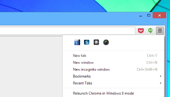 В Google Chrome могут перенести иконки расширений в меню (если они не помещаются на панели)